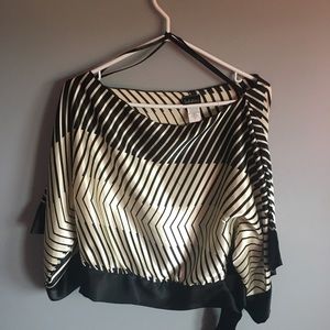 Beautiful satin black and white striped shirt